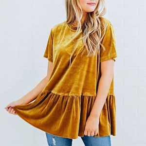 NWOT • Mustard Velvet Tunic Top